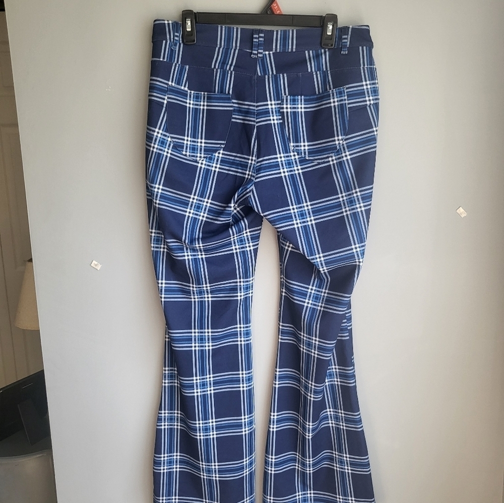 Tall Blue plaid boot cut pants